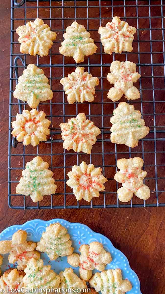 Easy Keto Spritz Cookies Recipe made with a cookie press