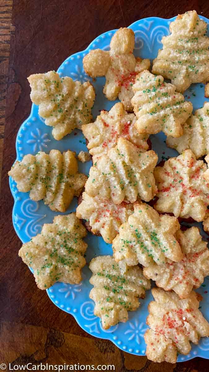 Easy Keto Spritz Cookies Recipe made with a cookie press