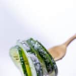 quick and easy cucumber salad recipe on fork