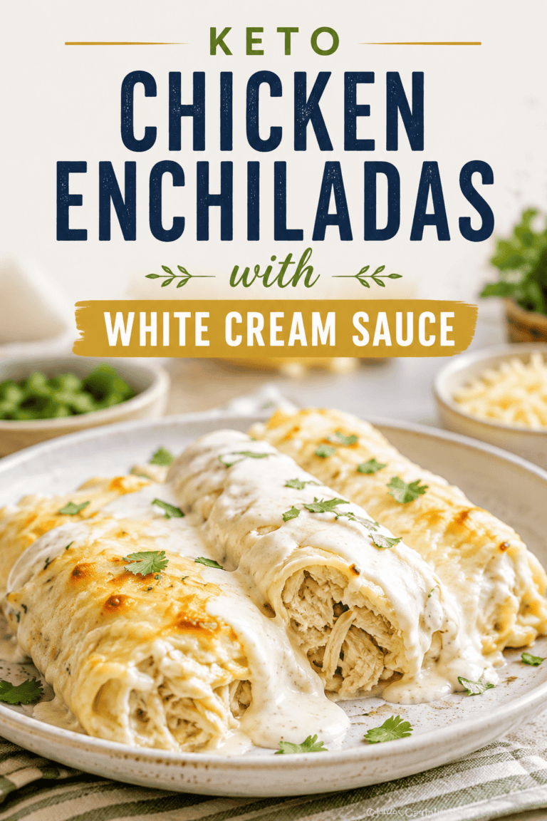 Easy keto dinner recipe idea is keto chicken enchiladas with white cream sauce