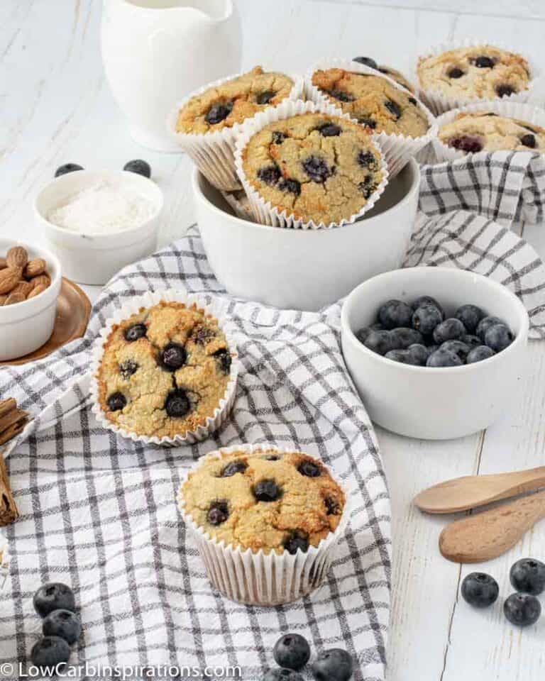 Easy Almond Flour Blueberry Muffins (keto friendly and low carb)