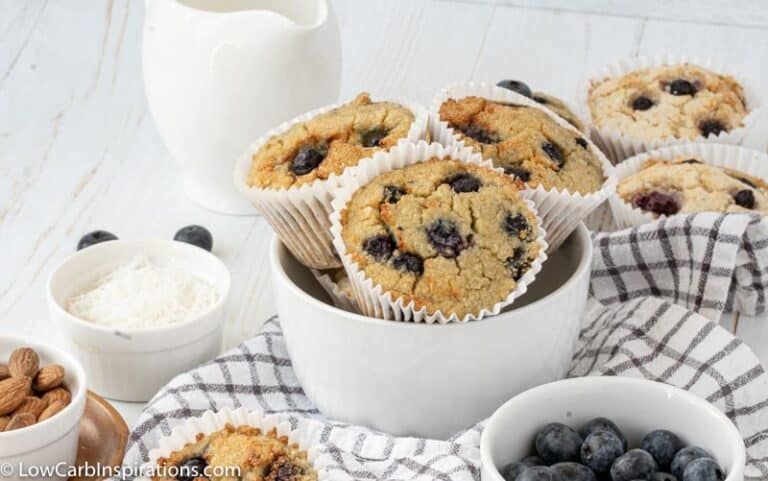 Easy Almond Flour Blueberry Muffins (keto friendly and low carb)