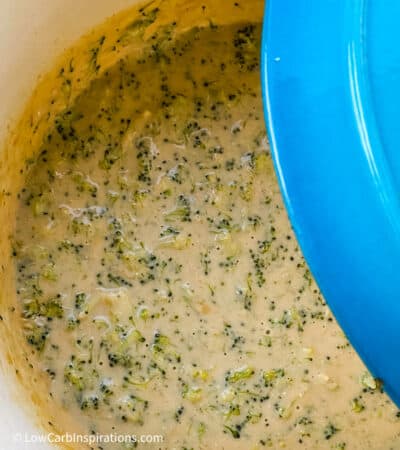Broccoli cheese soup in the pot