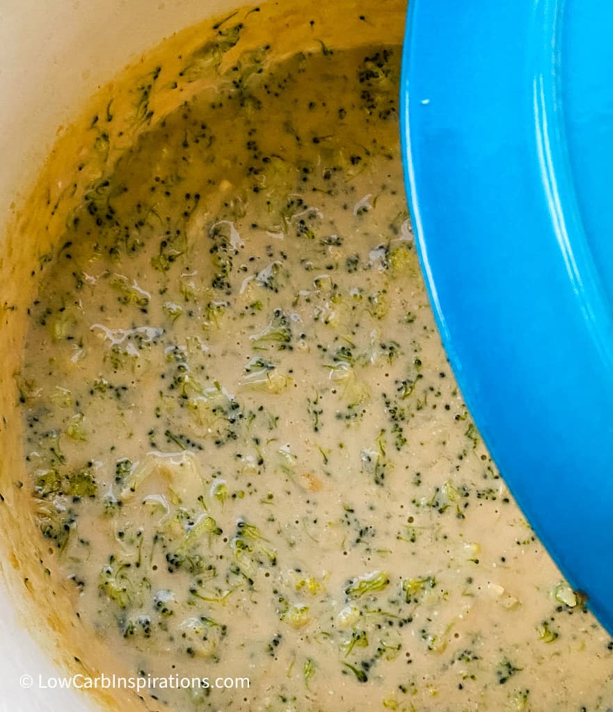 Broccoli cheese soup in the pot