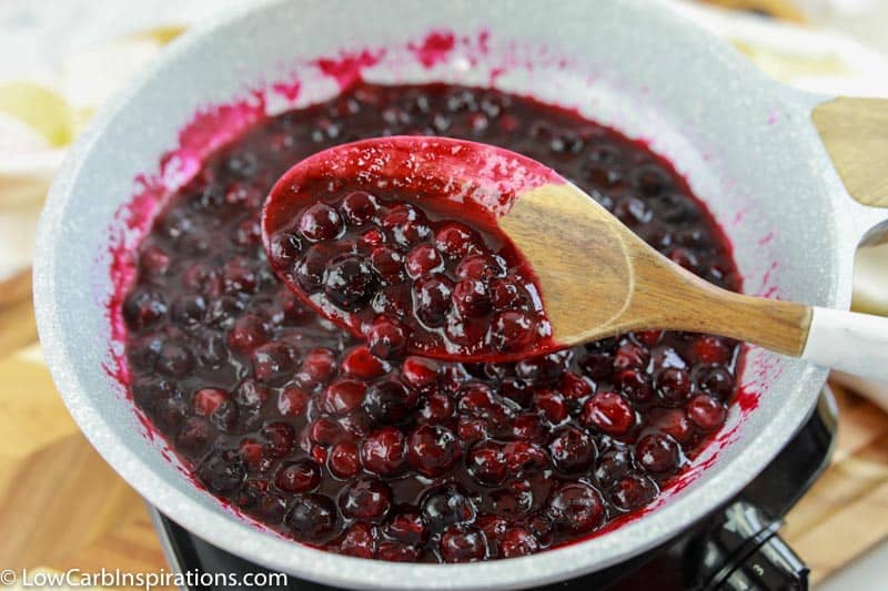 blueberry compote recipe in a bowl with a spoon