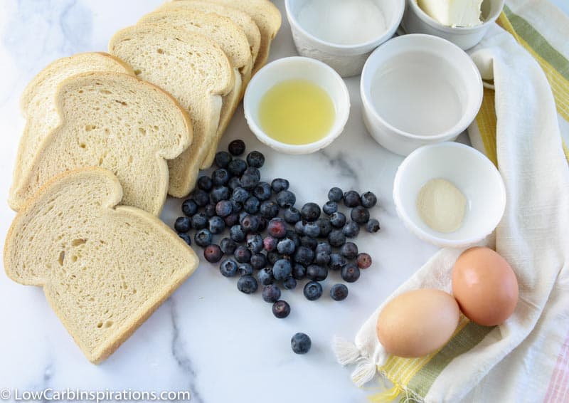 Keto Blueberry Breakfast Roll Ups Recipe ingredients on a table