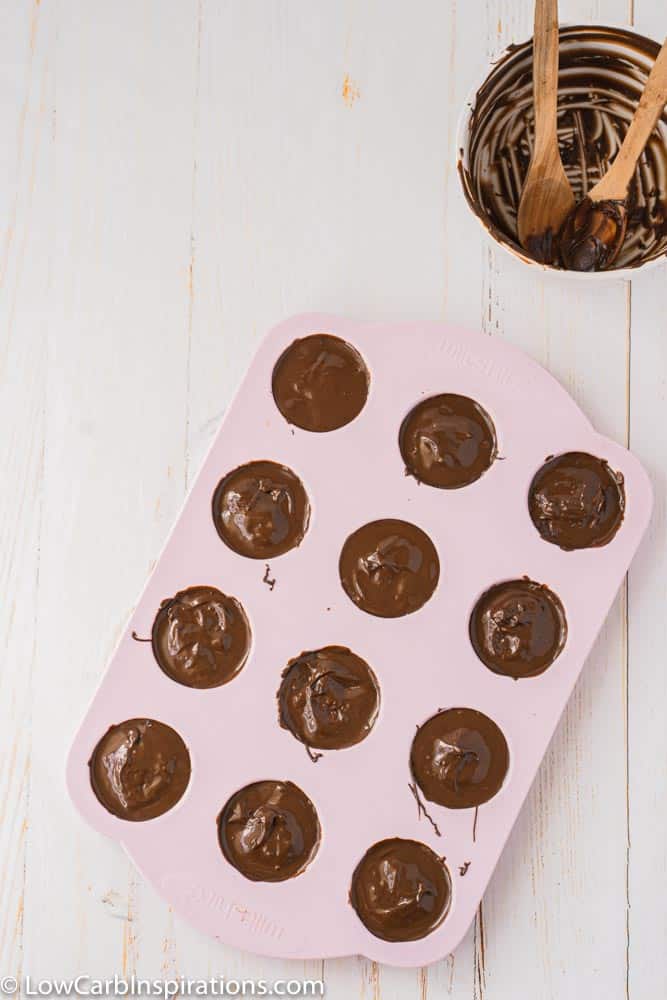 dark chocolate bonbons in a silicone mold