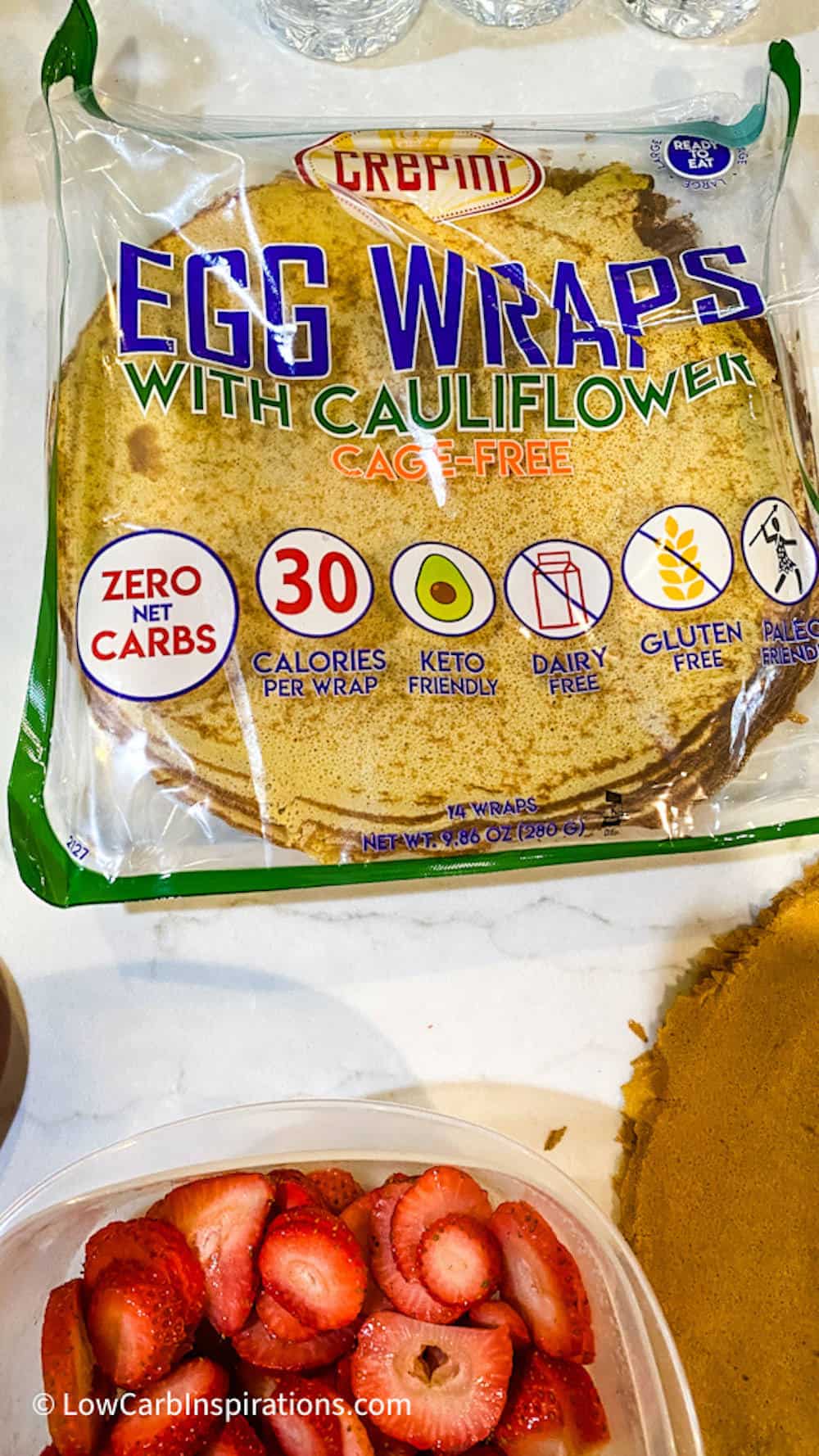 Crepini Egg thin wraps in a plastic bag