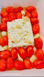 feta, tomato, garlic and olive oil baked