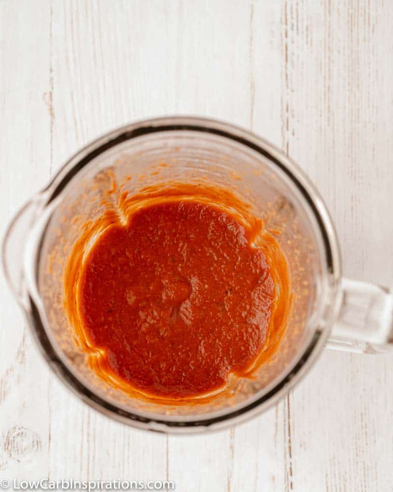 homemade marinara sauce in a blender on the counter