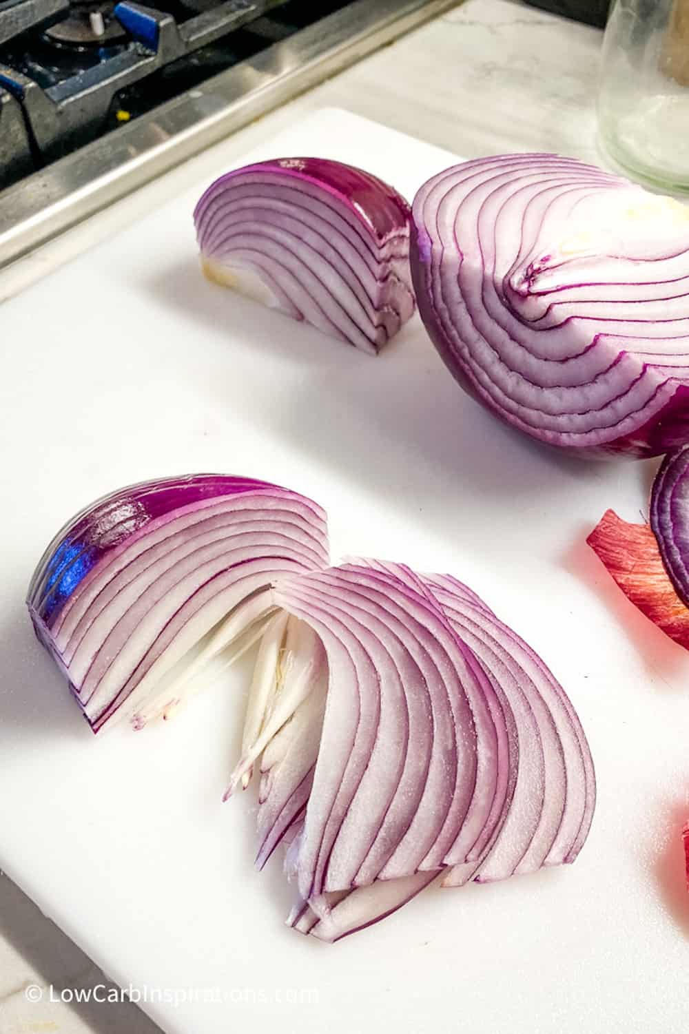 Raw Red Onions sliced thin