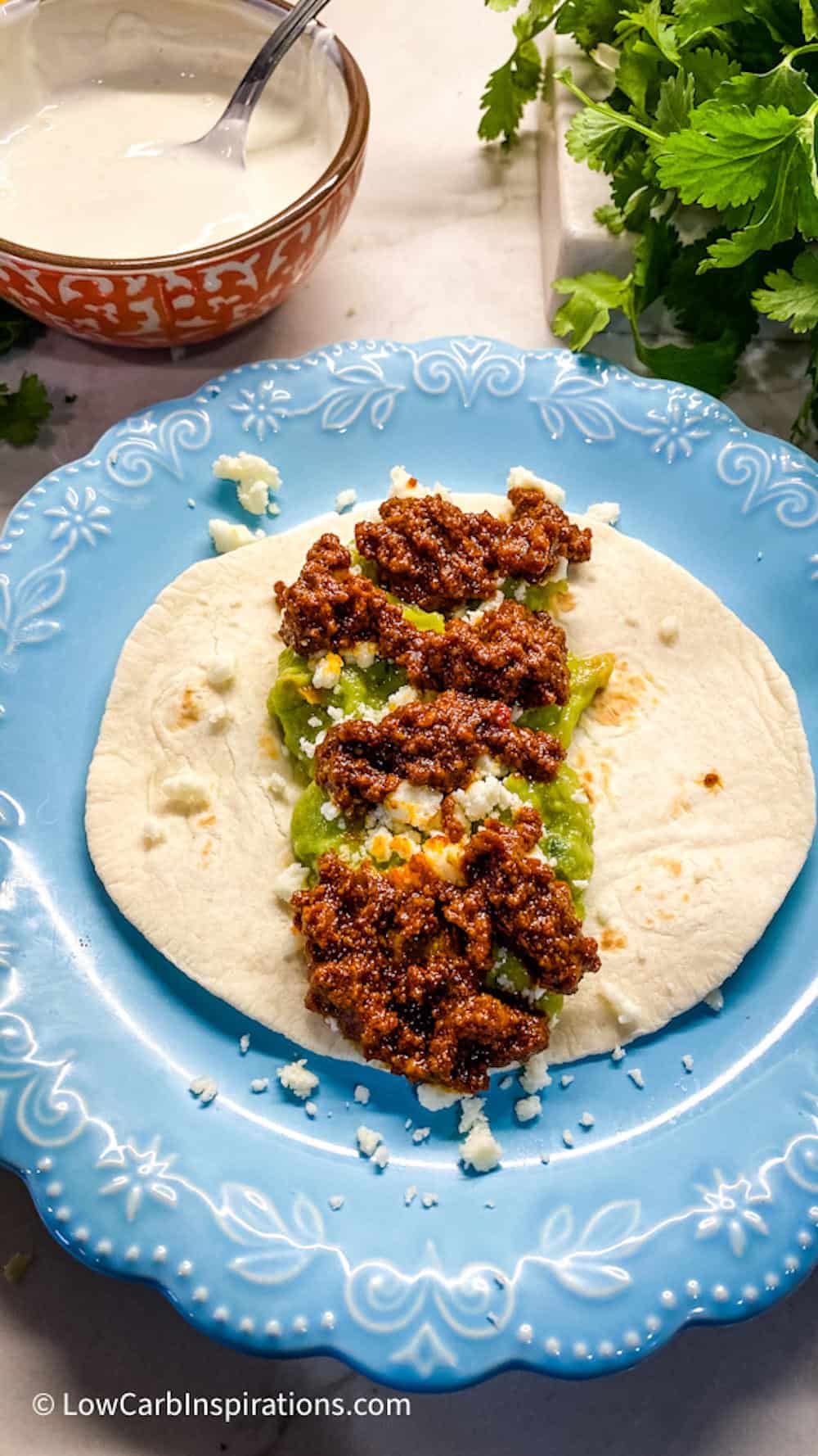 Taco on a blue plate