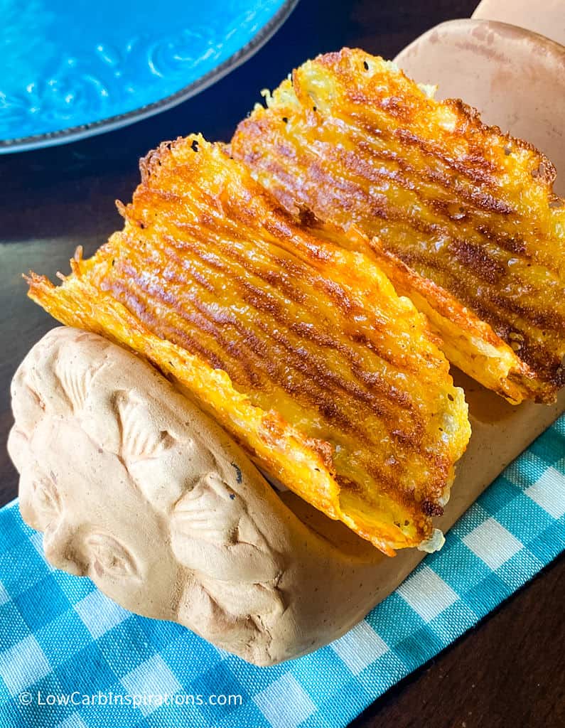 Cheese Taco Shells made on the Blackstone Griddle Grill