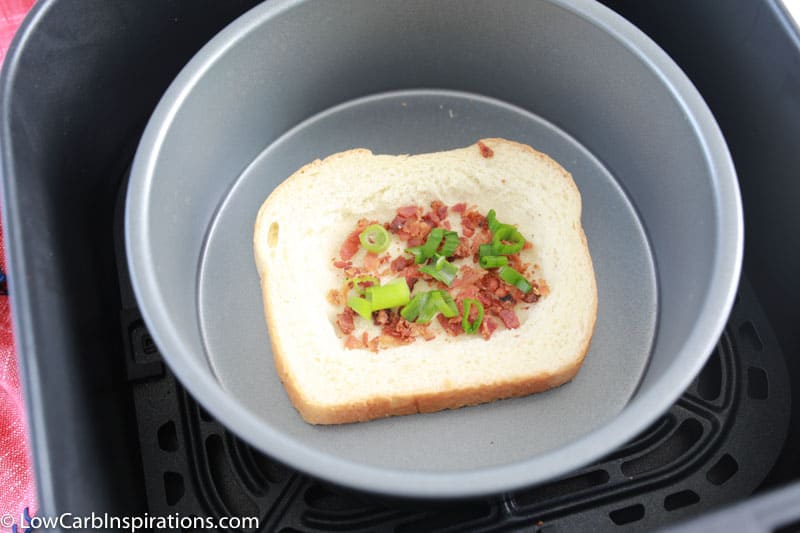 keto bread with bacon and green onions in an air fryer