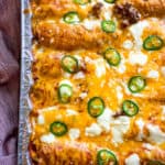Close up of the Easy Keto Beef and Cheese Enchiladas Recipe