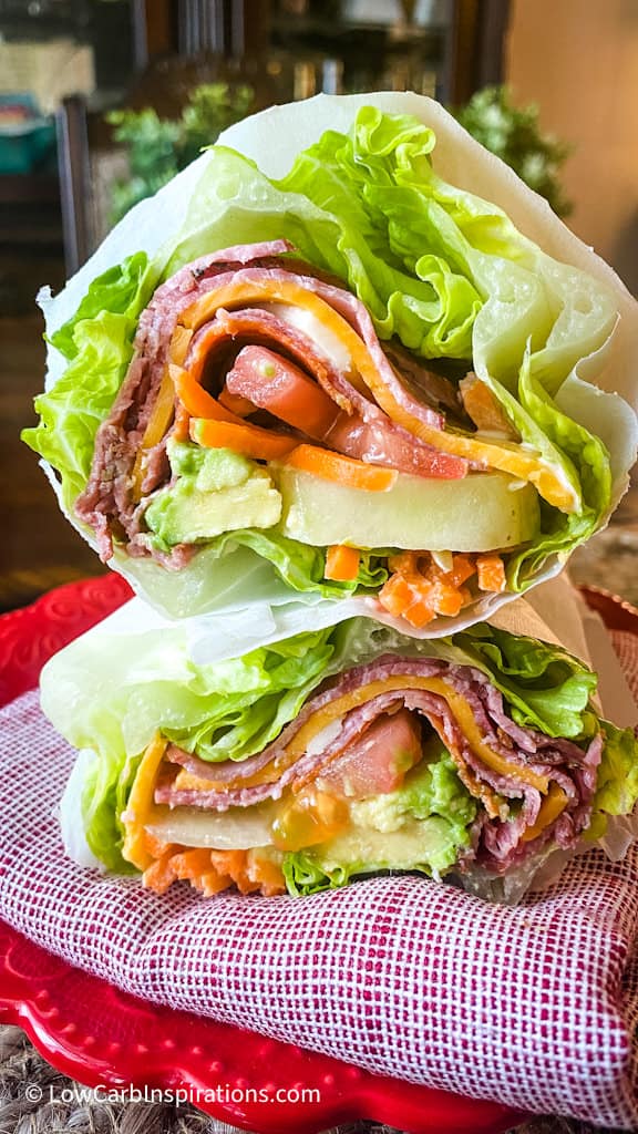 Lettuce Wrapped Sandwich ideas:  Low carb and keto friendly