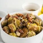 Simple Roasted Brussels Sprouts with Almonds and Feta