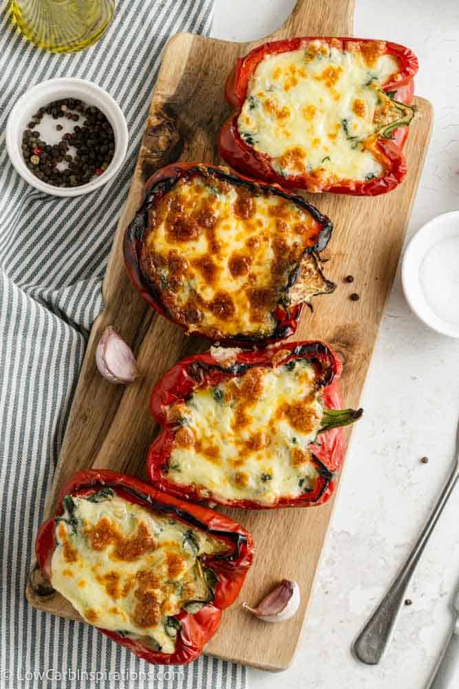Easy Keto Spinach and Ricotta Stuffed Peppers