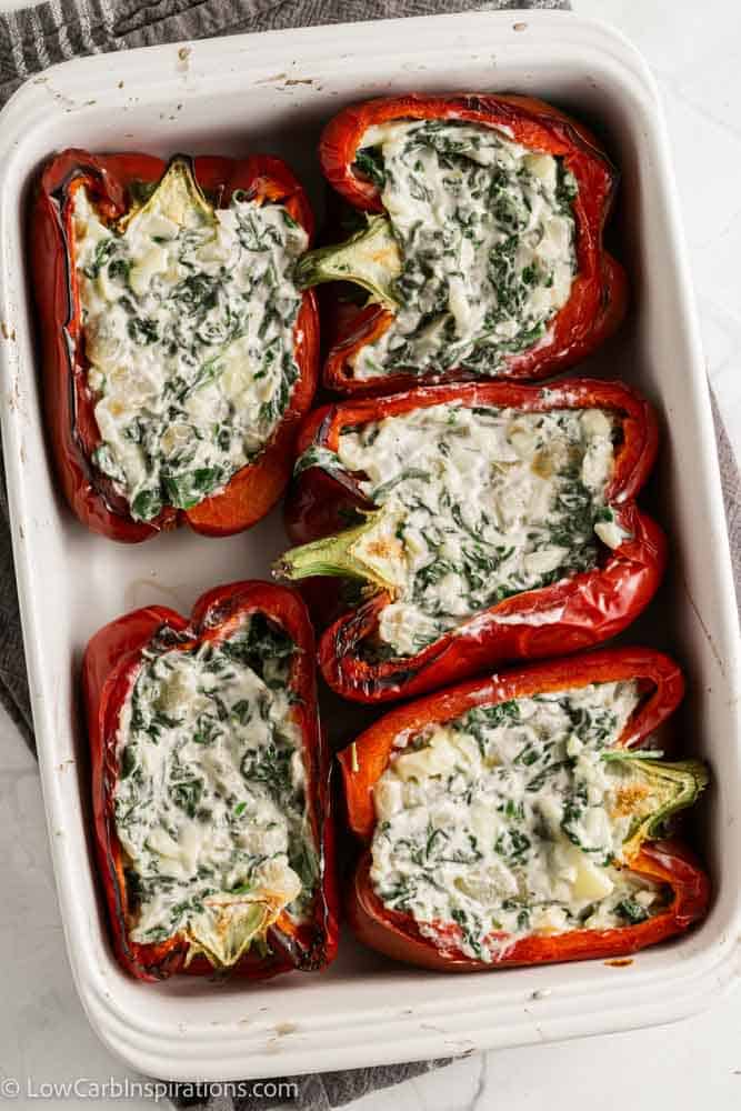 Easy Keto Spinach and Ricotta Stuffed Peppers