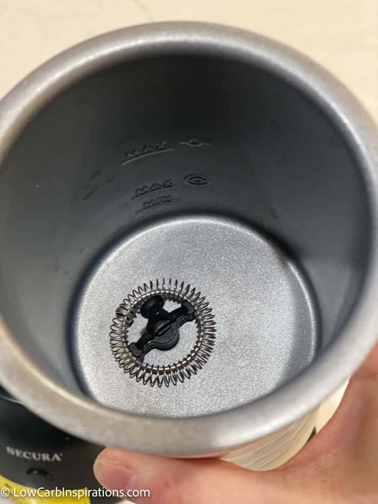 Inside of a small milk frother