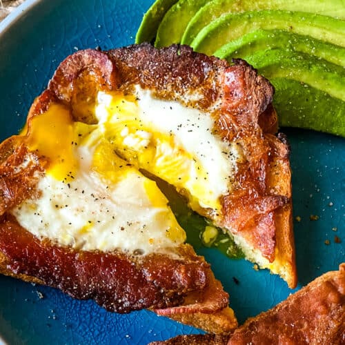 Easy Air Fryer Egg Toast with Bacon and avocado