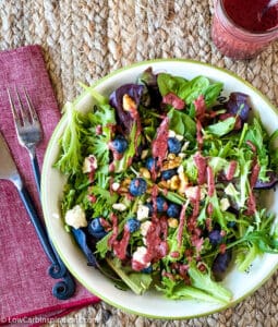 Easy Blueberry Walnut Salad recipe with homemade blueberry dressing