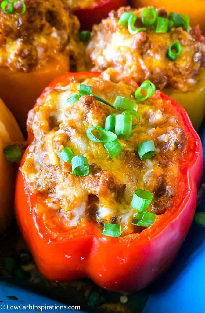 Easy Low Carb Stuffed Bell Peppers with Ground Beef