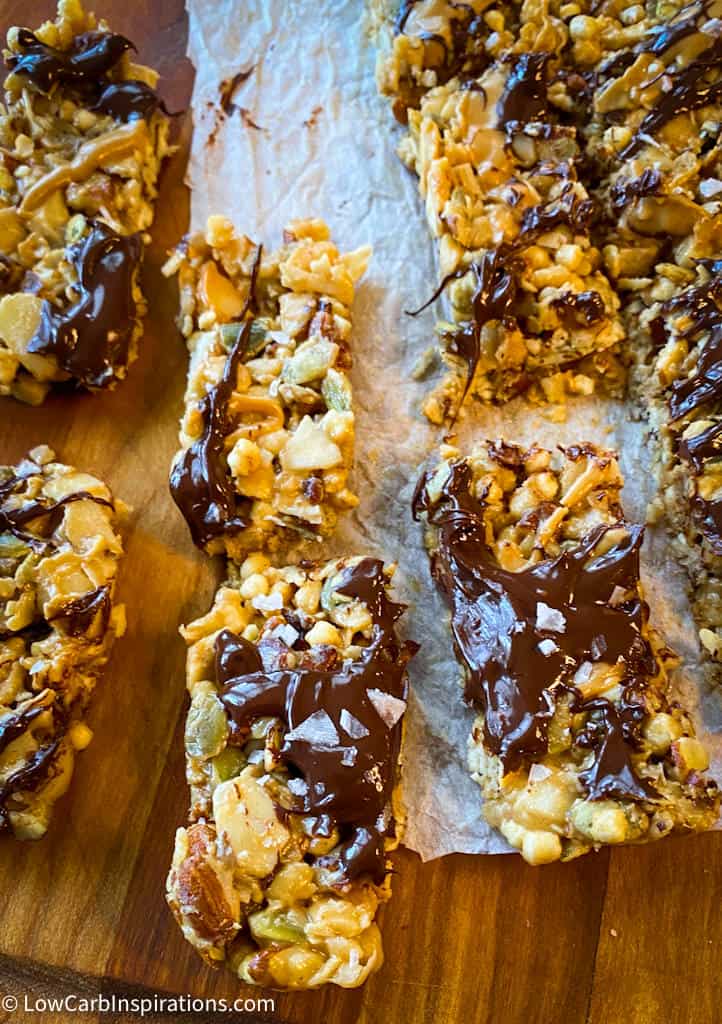 Chocolate Chip Granola Bars { Low Carb, Keto