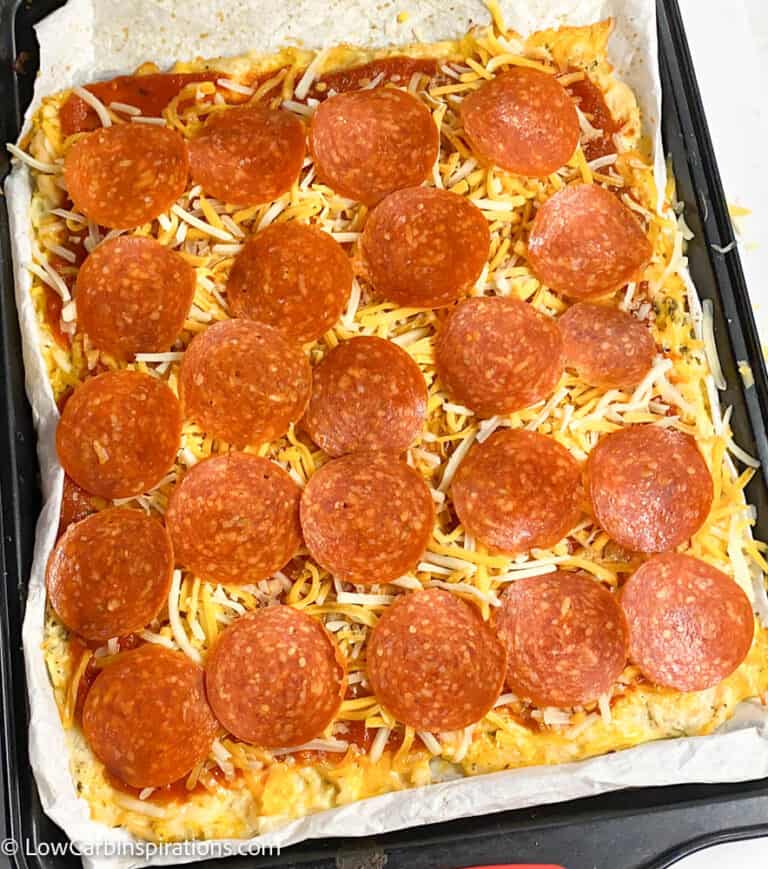 Easy Chicken Pizza Crust Recipe Low Carb Inspirations   Easy Chicken Crust Pizza Recipe This Is Pizza Crust Made With Chicken 15 768x869 