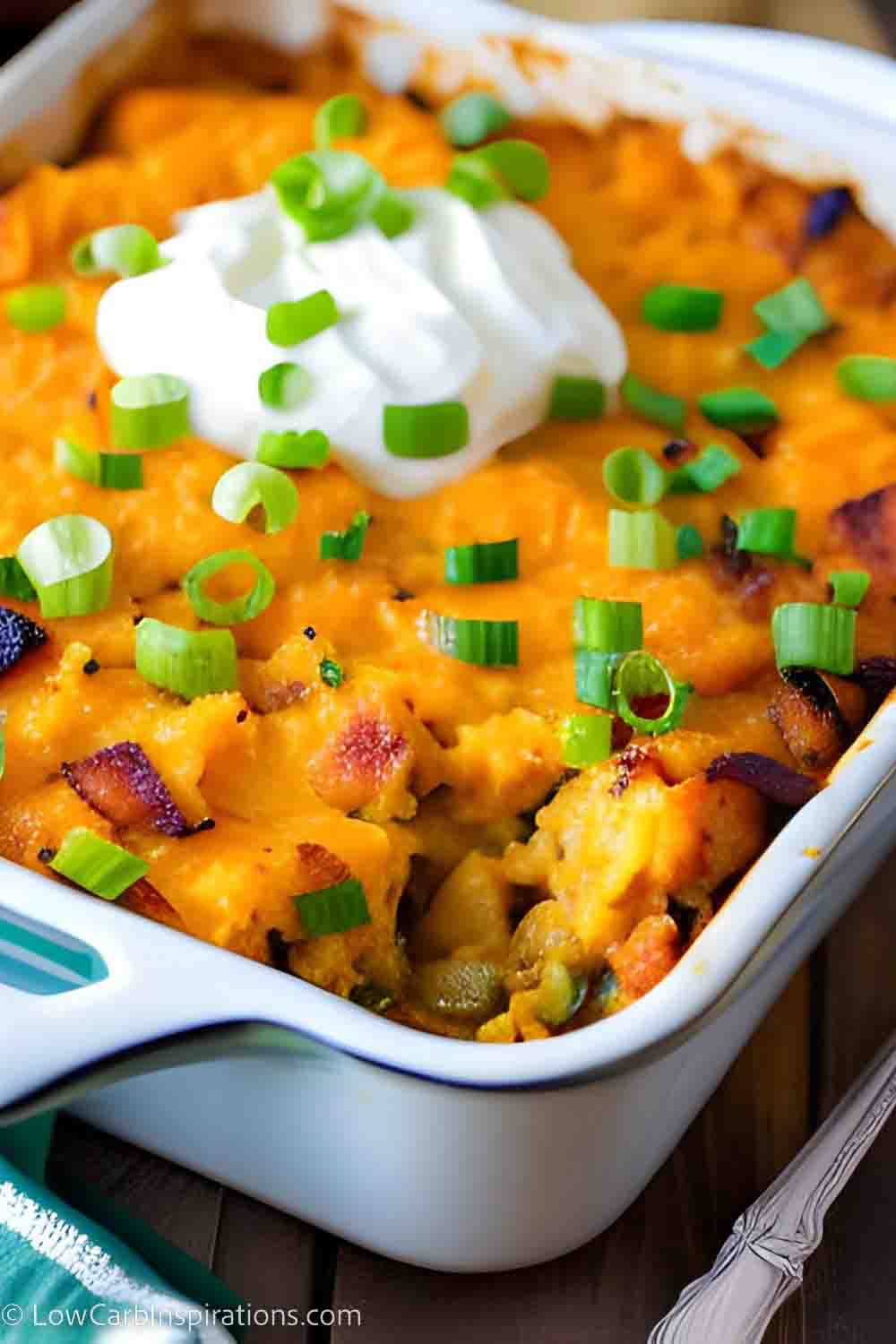 Easy Savory and Healthy Sweet Potato Casserole Recipe (low carb friendly)