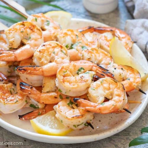 Grilled Lemon Garlic Shrimp Skewers Recipe