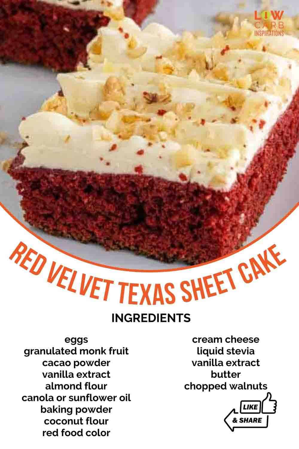 Sugar Free Red Velvet Texas Sheet Cake