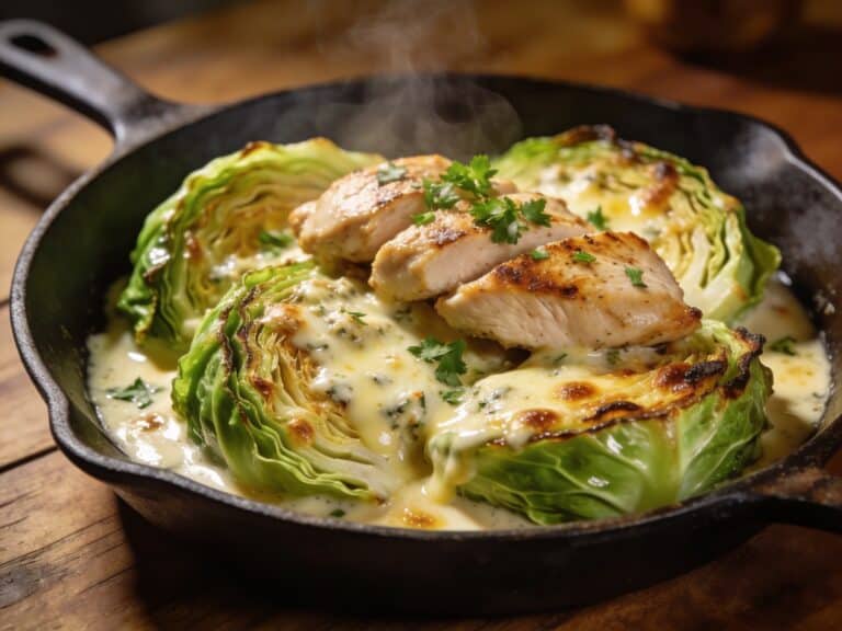 Easy Keto Melting Cabbage with Garlic Parmesan Chicken